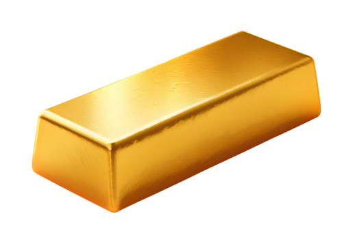 Shiny gold bar brick bullion wealth and investment on transparent background financial success