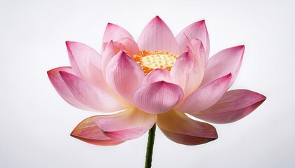 Beautiful Pink Lotus Flower Blooming on White Background Stock Photo