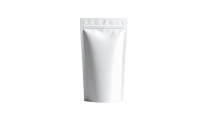Blank white stand-up pouch, mockup for product packaging design - PNG image