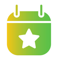 Gradient color icon of a calendar with star badge, soft colorful scheduling symbol.