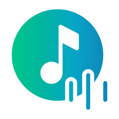 Gradient color icon of a music note within circle, bright audio streaming blend.