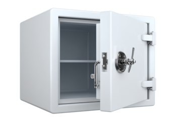 White Safe Box Vault Door Open Isolated Against Transparent Background Digital Rendering Protection Security