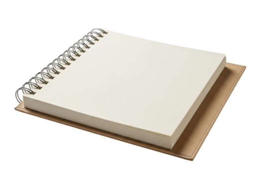 Isolated sketchbook with spiral binding for sketching and drawing art projects at school