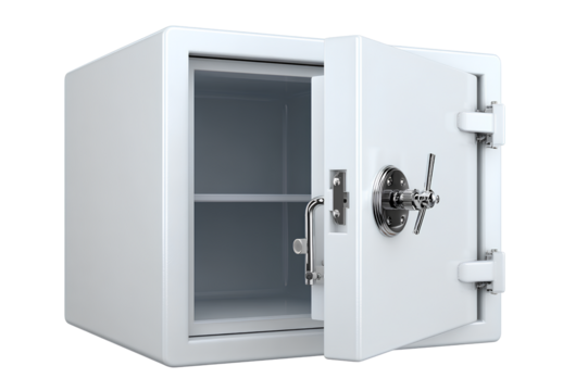 White Safe Box Vault Door Open Isolated Against Transparent Background Digital Rendering Protection Security