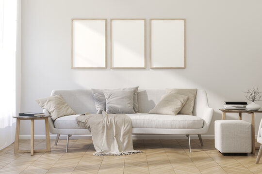 Tthree frame mockup. 3d render.
