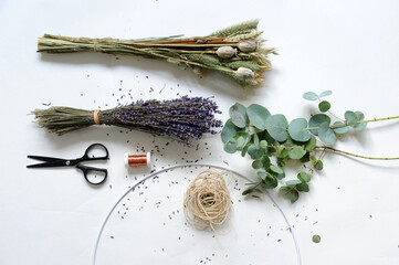 Rustic Dried Flower Bouquet on White Background