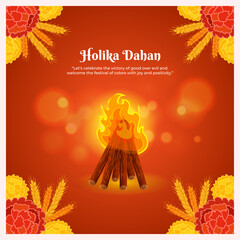 Vector illustration of Holika Dahan social media template