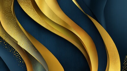 Elegant Gold and Navy Abstract Wave Design.