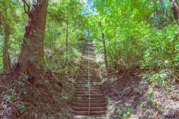 茨城　西金砂神社の急な階段