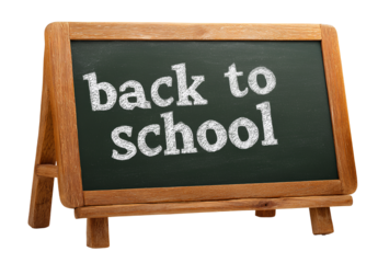 Back to school blackboard with wooden frame studio shot against transparent backdrop for educational decoration