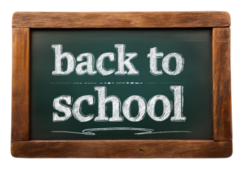 Back to school message on chalkboard with welcome education concept and study supplies design at classroom