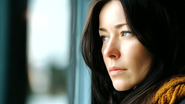 Shadowed face of drug addict, hollow eyes, anti-drug poster concept, blurred background, with copy space