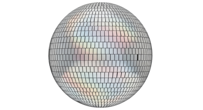 Isolated Mirror ball shining bright lights, ready for the discotheque dancing party fun time