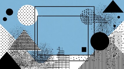 Geometric shapes abstract background design with blue square.