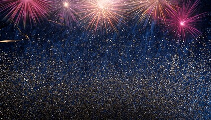 Celebration background with fireworks and confetti for new year's eve party event