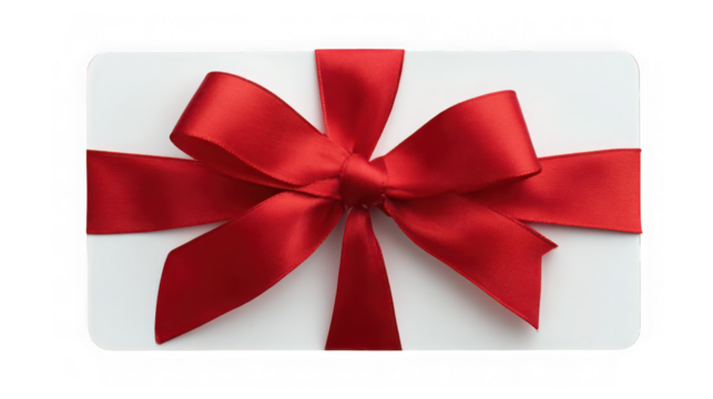 Gift card with a red ribbon isolated on transparent background - Powered by Adobe