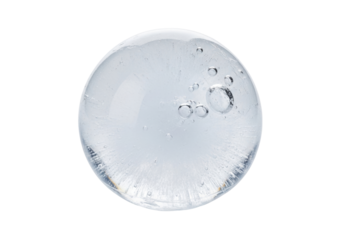 Isolated clear ice sphere with bubbles for frozen cocktail, beverage, and product photography