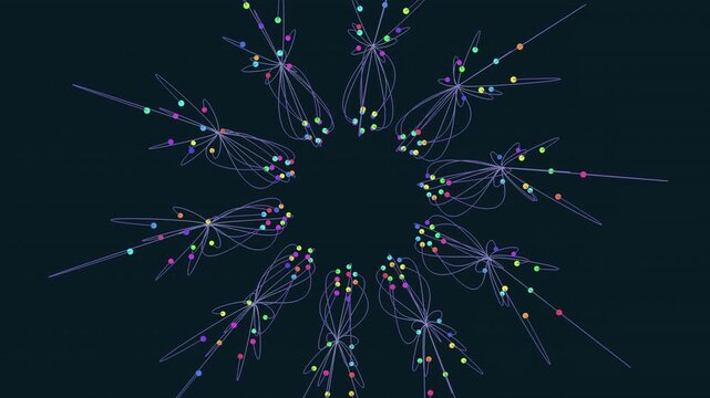 Vibrant snowflake illustration comprised of intricate blue, purple, and pink lines intricately intertwined, embodying delicate winter beauty in a simple yet captivating design