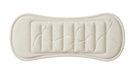 Isolated contoured ivory seat cushion, comfort padding, plush surface, chair seating pad, ergonomic design