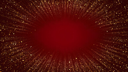 Glittering red holiday frame with gold sparkles radiating from edges, deep empty center
