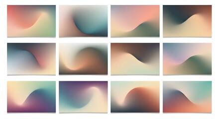 Collection of twelve abstract gradient backgrounds with soft color transitions