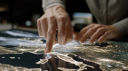 A holographic subscriber map projected in a dark studio, tiny lights blinking across continents as a creator touches each region to see real-time engagement — futuristic subscriber analytics,