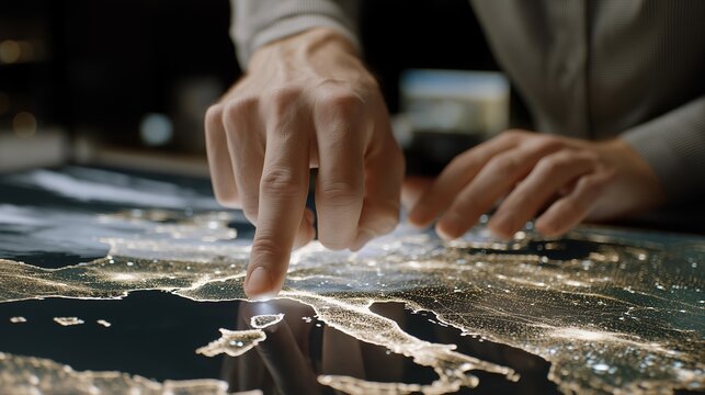 A holographic subscriber map projected in a dark studio, tiny lights blinking across continents as a creator touches each region to see real-time engagement — futuristic subscriber analytics, - Powered by Adobe