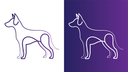 Minimalist Dog Line Art on Split Background