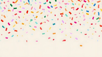 A festive cascade of brightly colored confetti pieces drifts down against a soft pale cream background evoking joy and celeb n for various events
