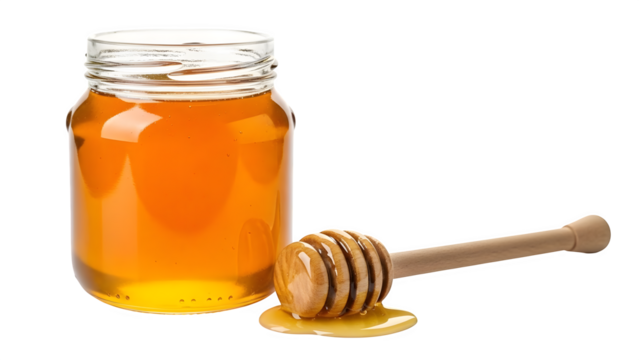 Honey Jar with Dipper, isolated on transparent background