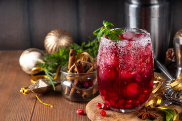 Spiced up winter berry Margarita cocktail or mocktail