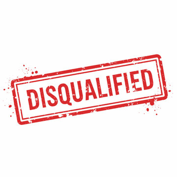 Red grunge rubber stamp with the word DISQUALIFIED in bold uppercase letters, signifying rejection or ineligibility.