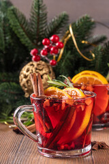 Traditional Christmas mulled wine cocktail
