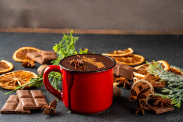 Obraz premium Traditional christmas hot chocolate drink cup