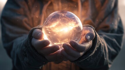 Hands holding crystal ball