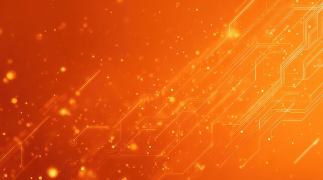 Warm orange digital circuitry network in an abstract tech landscape - Powered by Adobe