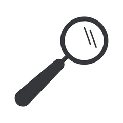 Isolated magnifying glass pictogram representing search, discovery, and education, used for research tools, learning materials, data exploration, and information finding icons.