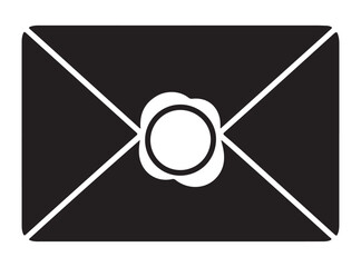 Black envelope with wax seal a simple flat vector icon for mail and correspondence isolated on white background