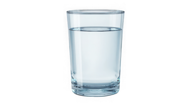 Glass of water isolated on transparent background, a refreshing drink
