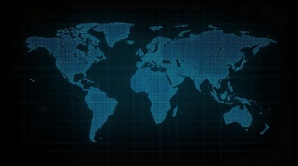 a blue world map image displaying the continents and oceans with a futuristic and technological feel