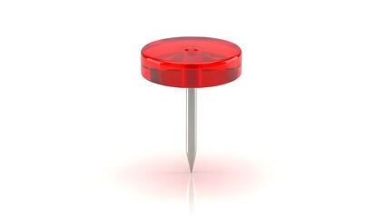 Red Transparent Plastic Pushpin Thumbtack Isolated on White Background 3D Render