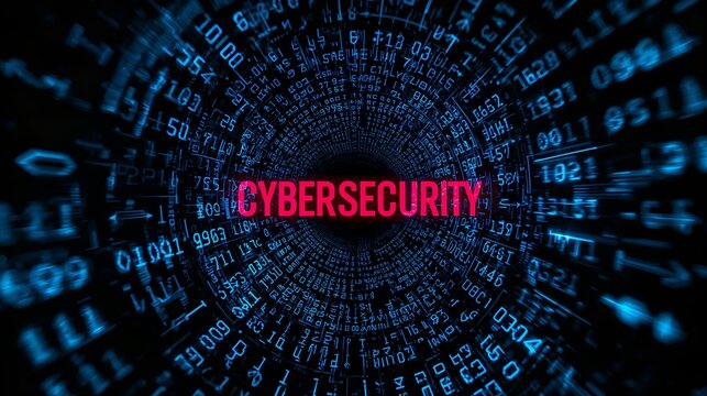 Cybersecurity concept with a futuristic data tunnel visual, representing digital security and protection. This image is perfect for conveying themes of data protection, online safety.