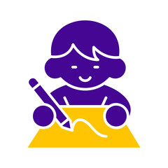 Child drawing with crayons