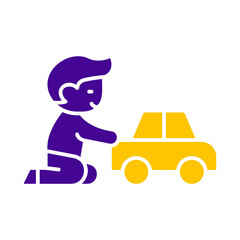 Child playing with toy car