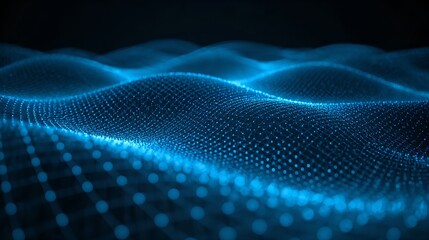 an abstract representation of blue digital data waves, symbolizing connectivity and technology