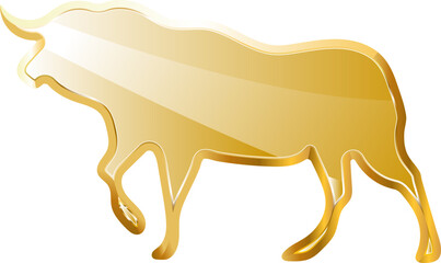 Bull gold icon. Isolated on transparent background.