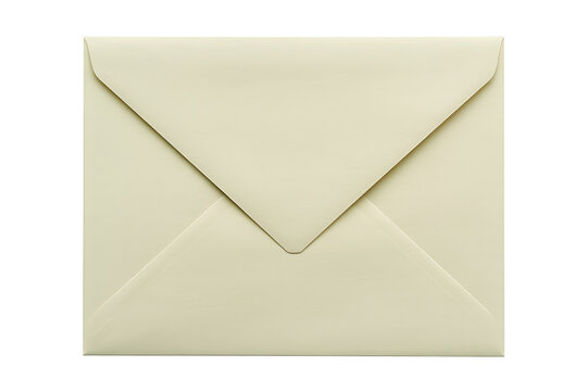 A closed cream colored envelope isolated on white background