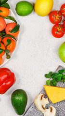 Fresh Organic Vegetables Assortment on Light Background, Healthy Food Concept