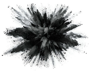 Monochrome explosion of powdery particulate matter in mid-air