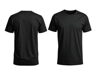Plain black crew neck short sleeve t-shirt mockups from front and back